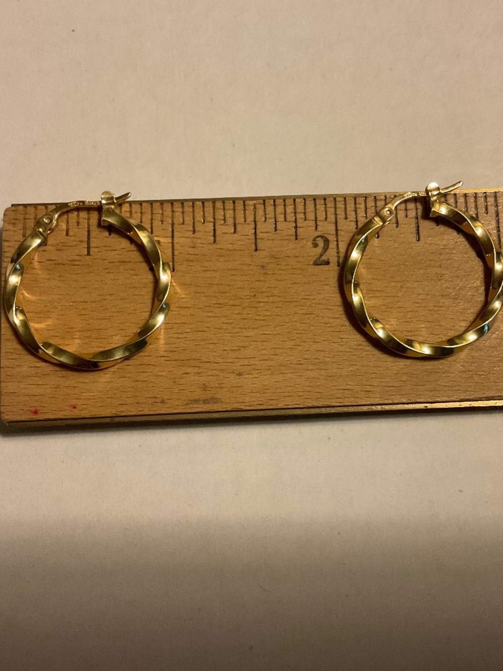 Solid 14K Gold Twisted Hoop Earrings Italy - Picture 3 of 12